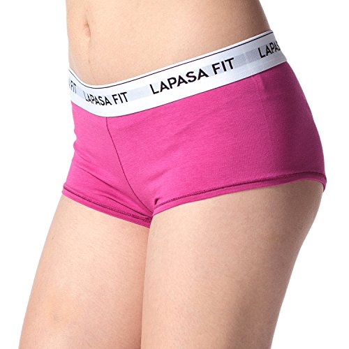 Lapasa Womens 2Pack Ultra Comfy Boyshort Panties Cotton Boxer Briefs