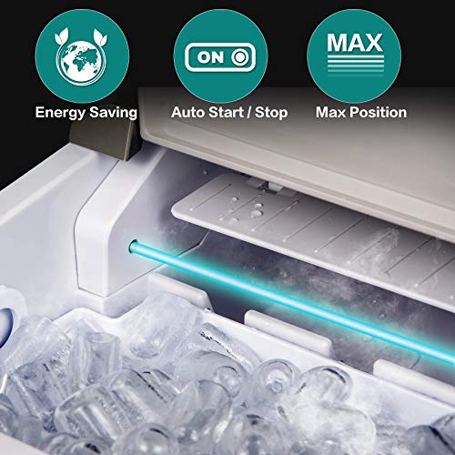 Eiswürfelmaschine, 12kg Eiswürfel 24h, Eiswürfelbereiter Edelstahl, 1L Wassertank,Eismaschine, Ice Maker 120W… – Bild 6