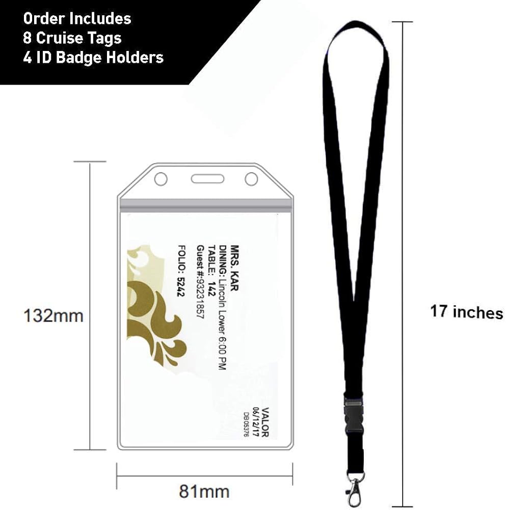  | Cruise Luggage Tags Etag Holders Zip Seal & Steel Loops Thick PVC (8 Pack - Clear) | Luggage Tags