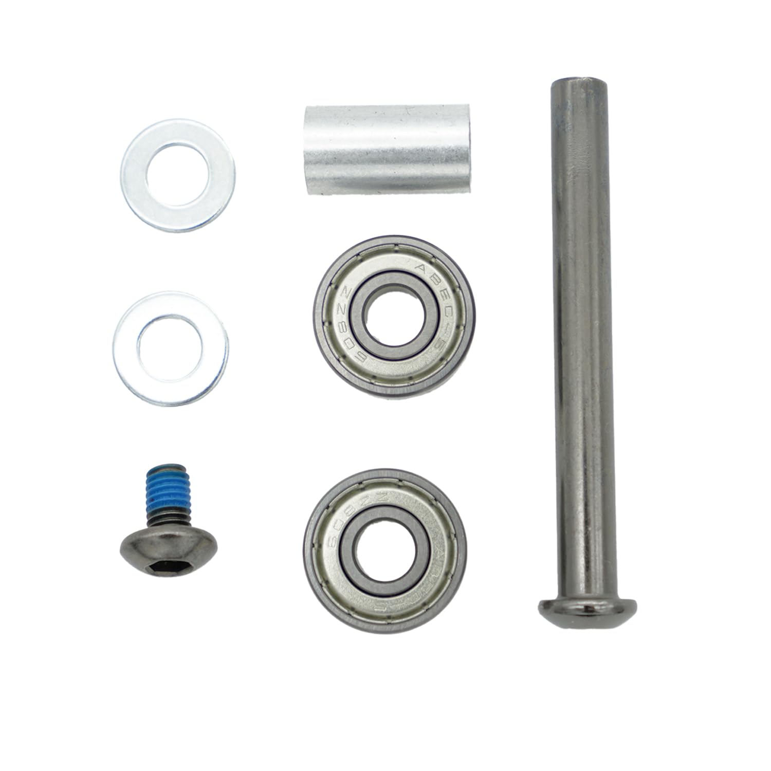 Photo 1 of Henmnii 8-Inch Rollator Front Wheel Axle Repair Kit – Includes 608Z Bearings, Bolt, Shaft, Spacer, Washers – Replacement Hardware Set for Mobility Walkers