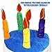 Novelty Place Blue Plush Happy Birthday Cake Hat - Unisex Adult Size Fancy Dress Party Hats - Perfect as Party Favors, Costume Accessories - Cake & 5 Multicolor Candles