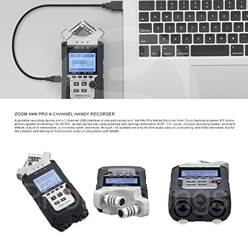 ZOOM H4N PRO Handy 4-Channel Recorder Bundle with Remote + Windscreen + Multi-function Clip Clamp + FiberTique Cleaning Cloth