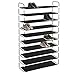 MaidMAX 10 Tiers Free Standing Shoe Rack for 50 Pairs of Shoes Organizer in Closet Entryway Hallway, Sturdy Metal Frame and Fabric Shelves, 39.4 x 11.4 x 68.9'', Black