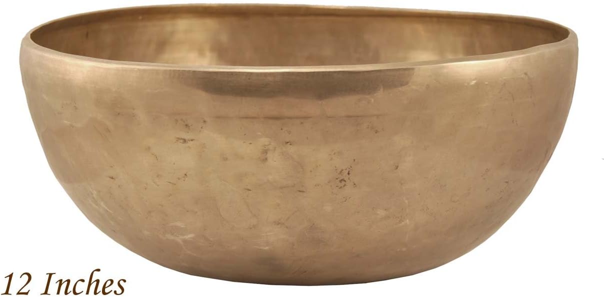 Tibetan Buddhist 12 Inch Hand-Hammered Singing Bowl with Striker