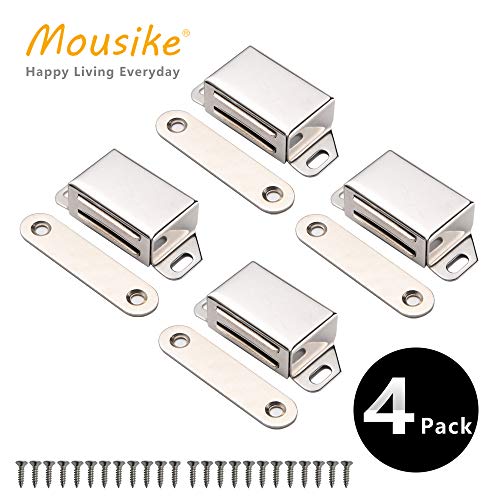 Mousike Magnetic Door Catch,25lb Stainless Steel Cabinet Door Magnets with Strong Magnetic for Kitchen Cupboard Wardrobe Closet Cabinet Door Drawer Latch(Pack of 4)