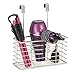 mDesign Steel Over Cabinet/Door Hair Dryer Holder Storage, Hair Styling Tool Organizer Basket for Bathroom - Blow Dryer, Flat Iron, Curling Wand, Straightener, Linelle Collection - Satin
