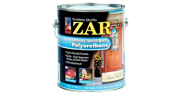 Zar 32613 1 Gallon Clear Gloss Zar Exterior Water Based Polyurethane Household Wood Stains Amazon Com