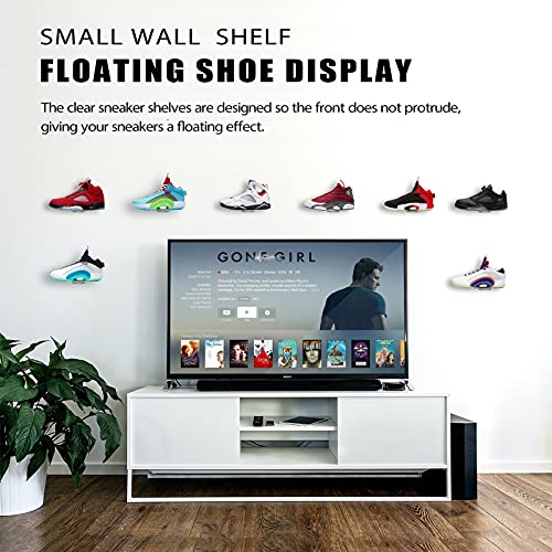 SIPRDE Floating Shoe Display Shelves for Wall Mount Set of 6 Clear Acrylic Floating Shelves