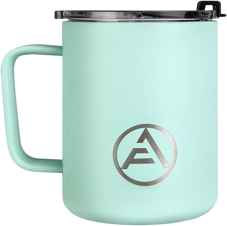 EAF Insulated Coffee Mug with Handle and Lid, Stainless Steel Travel Mug Camping, 12oz Coffee Tumbler Cup for Hot and Cold Drinks - Mint