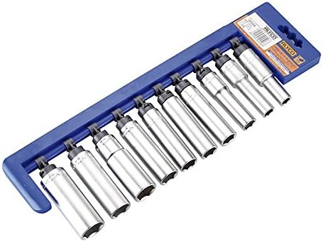 'alyco 192518 – Game 10 Long Socket Set of 1/2 Unites 16507 DIN 3124 CR-V 10 – 22 mm Matt Chrome