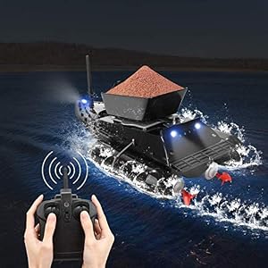 Bateau D’amorce, Bateau De Pêche Rc De 5 Heures D’exécution, Bateau Télécommandé De 300 M, Chargement De 1,2 Kg Anti-herbe Vent Double Moteurs D’appât De Pêche Avec Lumière De Navigateur Led,noir