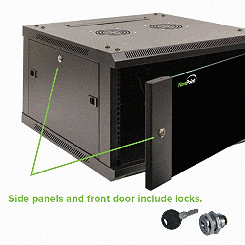 NavePoint 18U Wall Mount Server Data Cabinet 24 Inch Depth Glass Door Lock Casters and Shelves