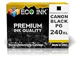 ECO INK © Compatible / Remanufactured for Canon PG-240XL PG 240 XL (1 Black) Ink Cartridges for PIXMA MG2120, MG2220, MG3120, MG3122, MG3220, MG4120, MG4220, MX372, MX392, MX432, MX439, MX452, MX512, MX522