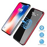 Wireless Portable Charger, Hokonui 10000mAh Qi Charging Power Bank with LED Digital Display External Battery Pack 2 in 1 for iPhone X, iPhone 8, 8 Plus, iPad, Samsung Galaxy S8, S8 Plus (Red)