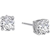 Lafonn Classic Sterling Silver Platinum Plated Lassire Simulated Diamond Earrings (2.5 CTTW)