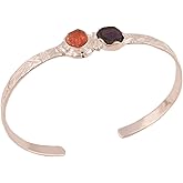 MANILATA Natural Raw Sunstone and Ruby Zoisite Cuff Bracelet, Healing Crystal Cuff Bracelet, Bangle Bracelet, Rough Gemstone Bracelet, Birthstone Jewelry, Jewelry For Woman