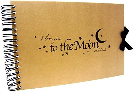 A5 A4 Love You to The Moon and Back Scrapbook, Landscape, Card Pages, Photo Album, Keepsake (A5 (White Pages))