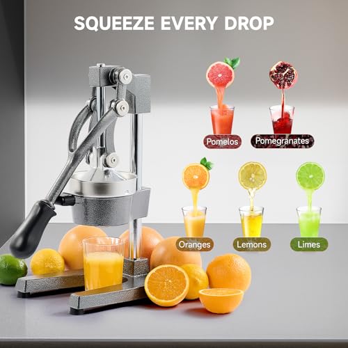 CO-Z Professional Manual Citrus Juicer Pomegranate Orange Lemon Juicer with Steel Lever for Home, Restaurant, Bar (Grey)