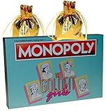 MONOPOLY The Golden Girls Board Game _ Bonus 2 Gold Metallic Cloth Drawstring Pouches _ Bundled Items