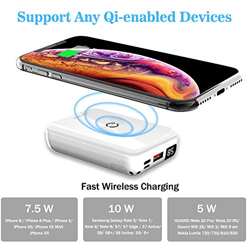 Wireless Portable Chargers 10000mAh, Hokonui Fast Wireless Charger