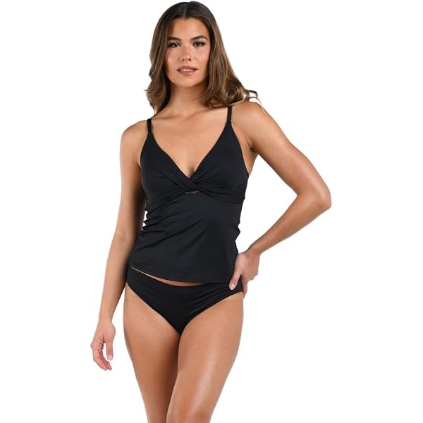 Urban Oasis Tie Front Tankini Swim Top-956307
