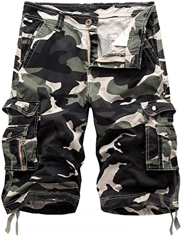 KEYBUR Relaxed Fit Outdoor Comouflage Camo Cargo Shorts for Men