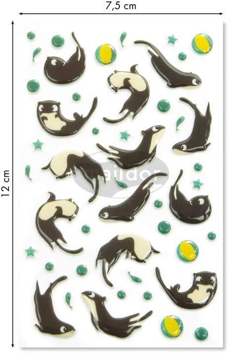 Maildor CY096C, Cooky 3D STICKERS, 1 sheet, 12 cm x 8 cm, 47 stickers, OTTERS THEME, Children's Arts and Crafts Accessories - Image 3