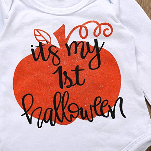 image for MIS1950s Kids Girls Outfit Pumpkin Print Striped Baby Halloween Costum