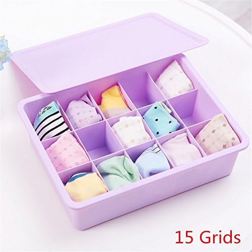 Getko 15 Grid Drawer Organizer Storage Box Drawer Divider Innerwear Organizer Wardrobe Organizer for Innerwear, Clothing, Underwear, Bra, Socks, Tie, etc(Random Color)