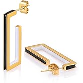 TaYolnFaSo Chunky Gold Earrings for Women C Shaped Round Hoop Earrings 18K Gold Plated Stainless Steel Enamel Earrings Jewelry Gift