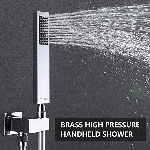 Esnbia Shower System, Ceiling Chrome Shower Faucet Set with High Pressure 10" Rain Shower Head Set for Bathroom All Metal All Meta（Rough in Valve Include） - Thumbnail 3