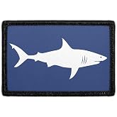 Shark Hook &amp; Loop Patch - 2x3 in - Pull Patch | Removable morale Patch, merrow edge border, low profile, polyester, washable, hook-backed, for hats, jeans, vests
