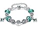 Vintage European Fashion Green Murano Glass Charm Heart Beaded Silver Plated Diy Bracelet 7.87