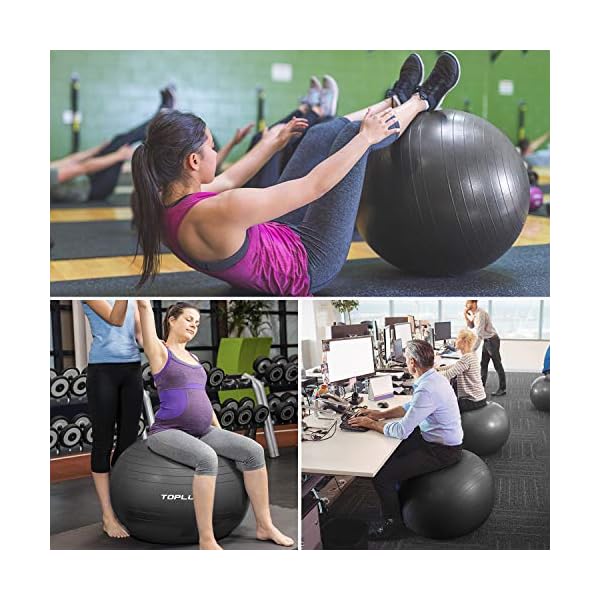 TOPLUS-Exercise-Ball-Gym-Ball-Supports-2200lbs-Yoga-Ball-Anti-Burst-Extra-Thick-Swiss-Ball-with-Quick-Pump-Birthing-Ball-for-Yoga-Pilates-Fitness-Pregnancy-Labour TOPLUS Exercise Ball, Gym Ball Supports 2200lbs Yoga Ball Anti-Burst & Extra Thick, Swiss Ball with Quick Pump Birthing…