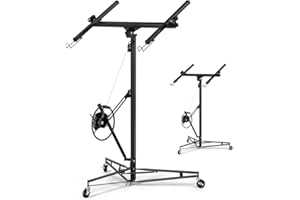 GARVEETECH Drywall Lift 16 ft,Drywall Rolling Lifter Panel,150 LBS Heavy Duty Sheetrock Lift,Drywall Lift Panel Hoist Jack with 360° Adjustable Telescopic Arm & 3 Lockable Wheels