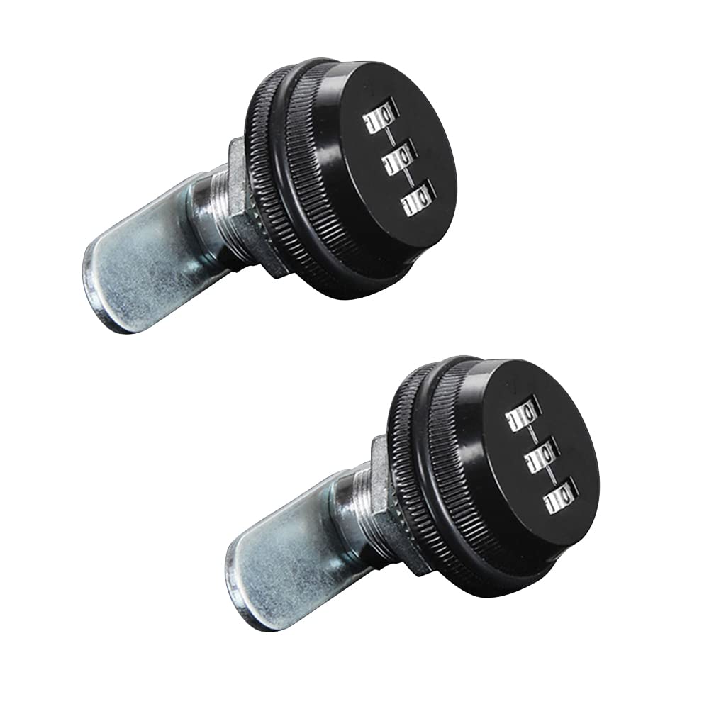 2 Pack Combination Cam Lock 3-Digit Password Security Padlock 20mm Black Keyless Coded Cam Locks for Cabinet, Drawer, Letter Box, Safe Locker, Door