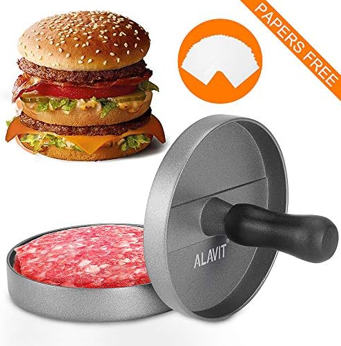 Hamburger Food Grade Burger Press, 3rd Generation Aluminum Non Stick Patty Maker (Heavy Duty Burger Patty Makers), Including 100 Free Patty Papers for BBQ Grills Tool Accessories