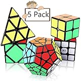Speed Cube Set Vdealen Puzzle Cube Bundle 2x2x2 3x3x3 Pyramid Megaminx Skew Speed Cube Smooth Sticker Cubes Interesting IQ Games for All Age Kids [5 Pack]