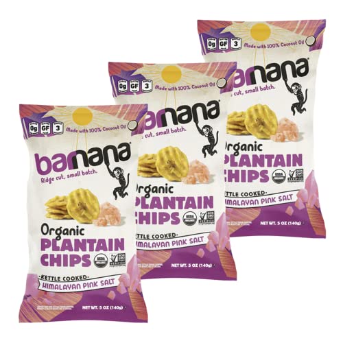 Barnana Organic Plantain Chips, Himalayan Pink Salt, Healthy Snack