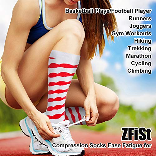 ZFiSt Compression Socks Women Men Nurse, 2/3/4Pair 20-30 mmHg Sport Running Compression Socks for Edema Diabetic Varicose Veins Flight Pregnancy (4Color4, Small/Medium)