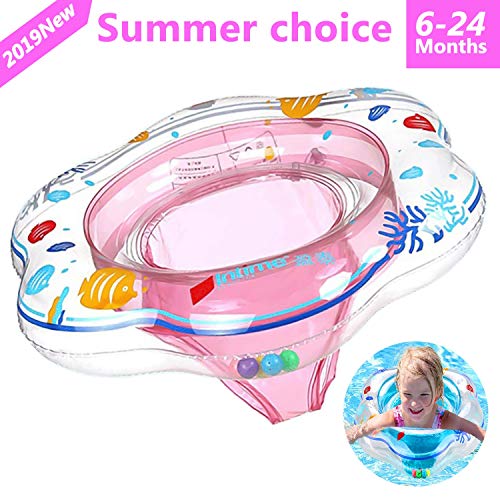 Baby Float Swimming Ring with Safety Seat, Pool Swim Float with Double Airbag Baby Kids Pool Bathtub Outdoor Swimming Pool Toys Accessories for Kids Toddlers of 6-24 Months (Pink)