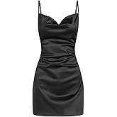 ZAFUL Women's Satin Sleeveless Spaghetti Strap Mini Sheeny Cocktail Party Silk Mini Cami Dress