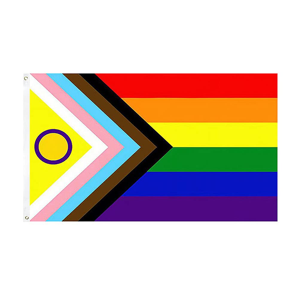 TRIXES Progress Pride Flag, LGBTQIA2+ Gay Pride Rainbow Flag - Accessories - LBGTQ Gifts, Intersex Community, Intersex Progress, Bisexual, Gay, Lesbian, Transgender