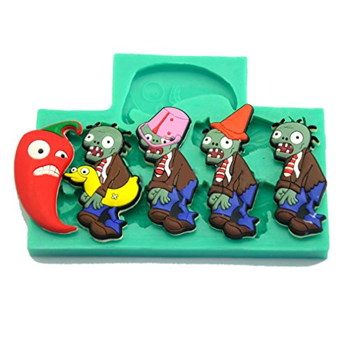 Yunko 5 Hole Pepper V.s. Zombies Fondant Cake Decorating Tools Silicone Chocolate Mold Candy Sugar Mould