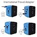 Jushoor International Travel Power Adapter with 3 USB & 1 Type C Output Port Charger, support worldwide AC 100-240V, Wall Outlet for UK, US, AU, Europe & Asia- Blue