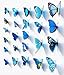 Blue 24PCS 3D Butterfly Wall Stickers Decor Art Decorations 3 size