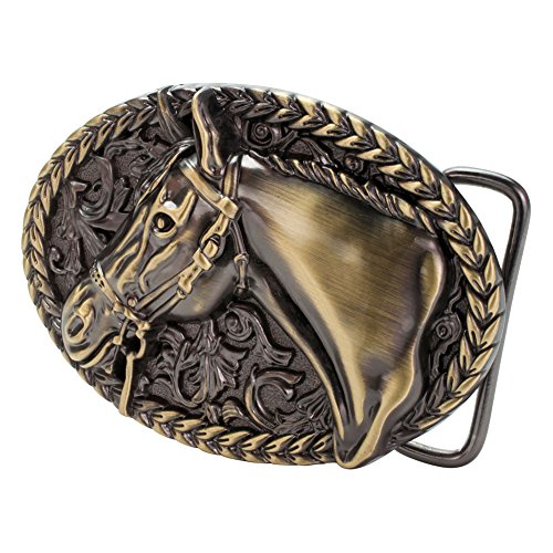 Buckle Rage Women s Horse Head Cowgirl Rodeo Equestrian Oval Bronze Belt Buckle Buckle Rage Women s Horse Head Cowgirl Rodeo Equestrian Oval Bronze Belt Buckle