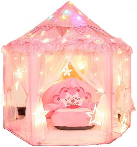 Trcoveric Princess Castle Kids Play Tent Teepee Children Large Playhouse Perfect Birthday Gift,Toys for Girls Indoor / Outdoor Fun - 55" x 55"