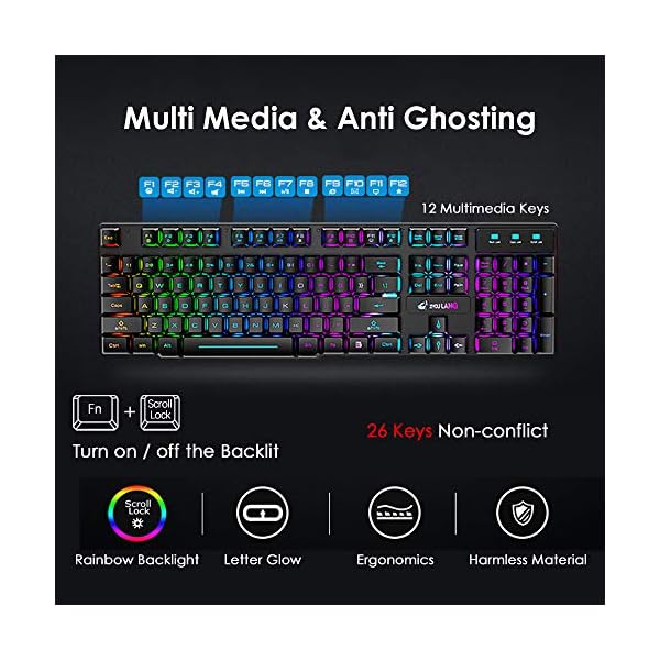 T3-Upgrade-Wireless-Keyboard-Mouse-Combo-Rainbow-Backlit-24G-Rechargeable-Mechanical-Feel-Gaming-Keyboard-2400DPI-6-Buttons-Optical-Rainbow-LED-Gaming-Mouse-Free-Gaming-Mouse-Pads-Black T3 Upgrade Wireless Keyboard Mouse Combo, Rainbow Backlit 2.4G Rechargeable Mechanical Feel Gaming Keyboard + 2400DPI 6…