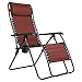 PORTAL Oversized Mesh Back Zero Gravity Chairs, XL Padded Seat Folding Reclining Patio Chair with Adjustable Pillow and Cup Holder, Ideal for Camping Poolside Backyard Lawn, Support 350lbs, Brown